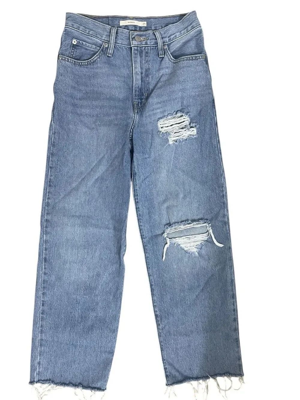 Levi’s 94 Baggy Jeans Women’s W25 L31 Distressed High Rise Denim